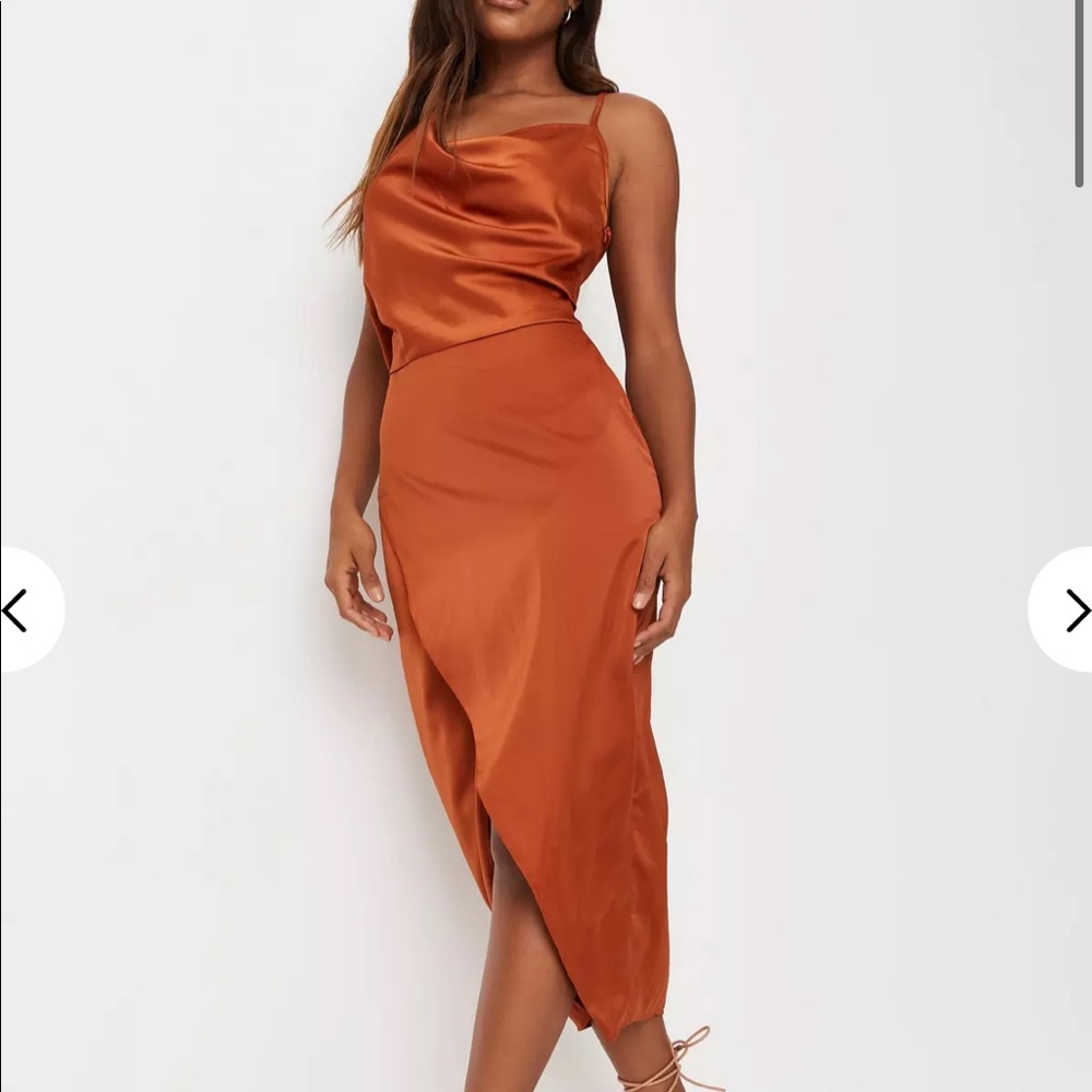 Rust Satin Dress